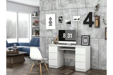 Kubana Skrivebord 130 cm med Oppbevaringsskuffer - Grå/Hvit - Møbler - Bord - Kontorbord - Skrivebord