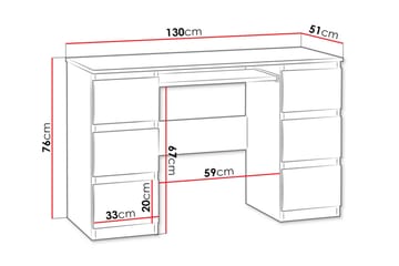 Kubana Skrivebord 130 cm med Oppbevaringsskuffer - Grå/Hvit - Møbler - Bord - Kontorbord - Skrivebord