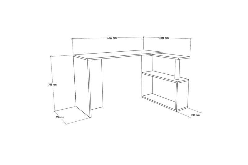 Skrivebord Kvarnbo 130 cm med Oppbevaring 2 Hyller - Lysebrun - Skrivebord - Databord & PC bord