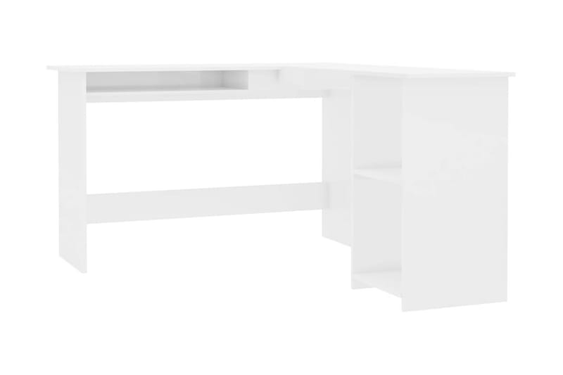 L-formet hjørneskrivebord høyglans hvit 120x140x75cm sponpla - Skrivebord - Databord & PC bord