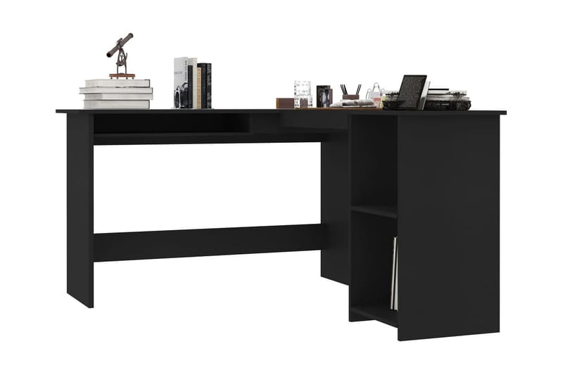 L-formet hjørneskrivebord svart 120x140x75 cm sponplate -   - Skrivebord - Databord & PC bord