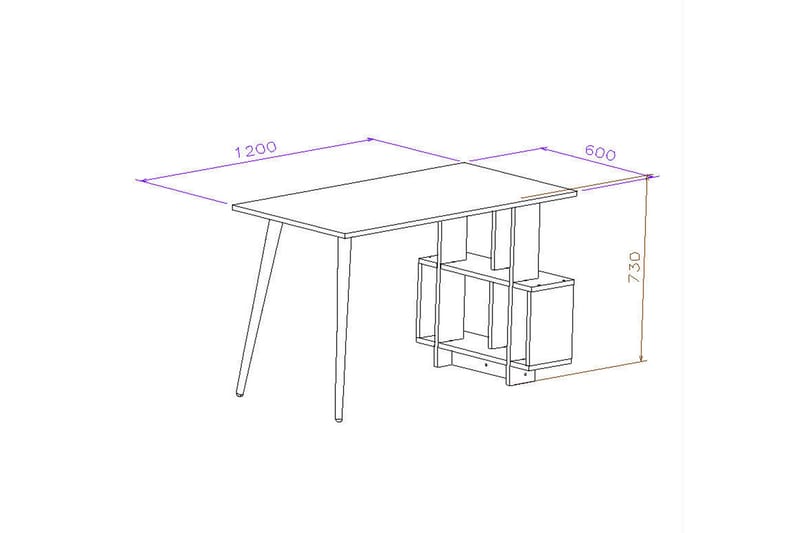 Skrivebord Lagomood Side 120 cm med Oppbevaringshyller - Natur/Hvit - Skrivebord - Databord & PC bord