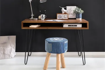 Langner Skrivebord 110 cm med Oppbevaring Hylle - Massivt Tre/Svart - Møbler - Bord - Kontorbord - Skrivebord