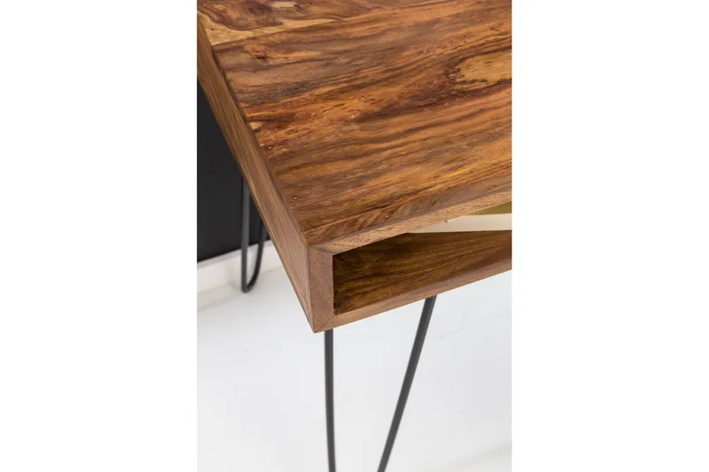 Langner Skrivebord 110 cm med Oppbevaring Hylle - Massivt Tre/Svart - Møbler - Bord - Kontorbord - Skrivebord