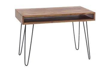 Langner Skrivebord 110 cm med Oppbevaring Hylle - Massivt Tre/Svart - Møbler - Bord - Kontorbord - Skrivebord