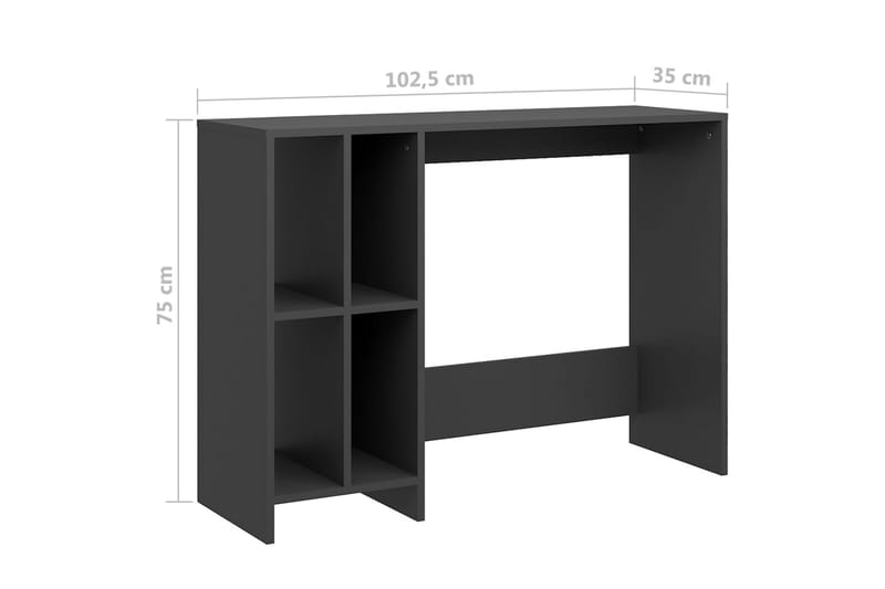 Laptopbord grå 102,5x35x75 cm sponplater - Grå - Skrivebord - Databord & PC bord