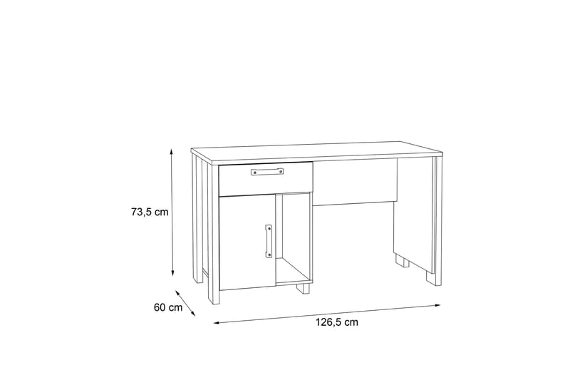 Lazarius Skrivebord 155 cm med Oppbevaring Skap + Skuff + Hy - Brun/Grå - Møbler - Bord - Kontorbord - Skrivebord