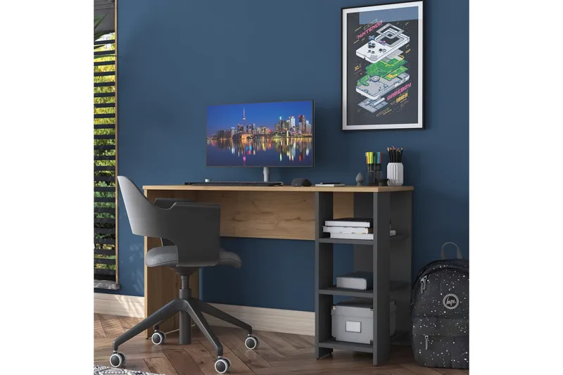 Makrud Skrivebord 120 cm, Valnøtt/Antrasitt