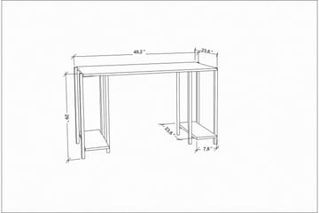 Malem Skrivebord 60x73,8x125,2 cm med oppbevaring - Gull/Brun - Møbler - Bord - Kontorbord - Skrivebord