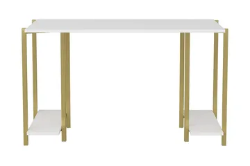 Malem Skrivebord 60x73,8x125,2 cm med oppbevaring - Gull/Hvit - Møbler - Bord - Kontorbord - Skrivebord