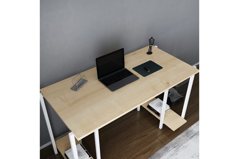Malem Skrivebord 60x73,8x125,2 cm med oppbevaring - Hvit - Møbler - Bord - Kontorbord - Skrivebord
