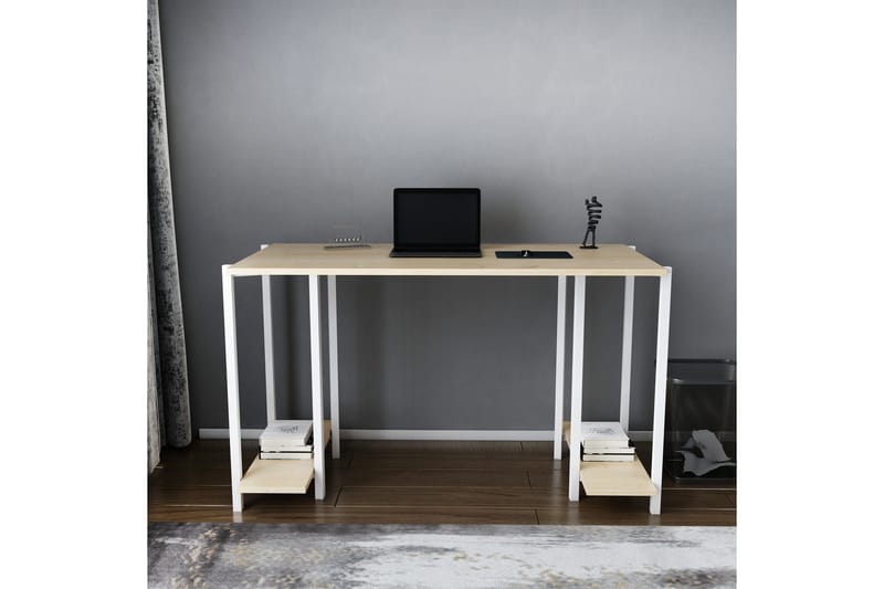 Malem Skrivebord 60x73,8x125,2 cm med oppbevaring - Hvit - Møbler - Bord - Kontorbord - Skrivebord