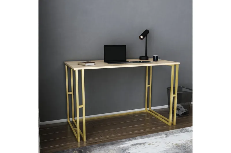 Malem Skrivebord 60x74,8x120 cm - Gull/Brun - Møbler - Bord - Kontorbord - Skrivebord