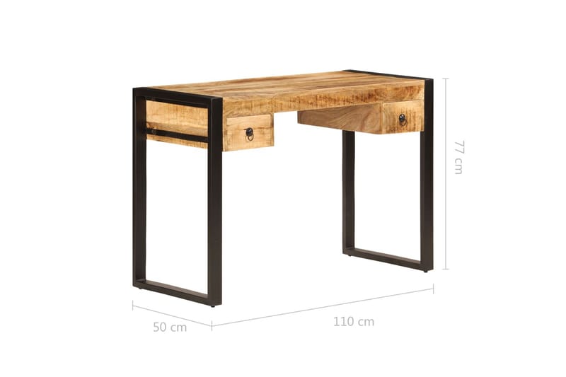 Skrivebord med 2 skuffer 110x50x77 cm heltre mango - Skrivebord - Databord & PC bord