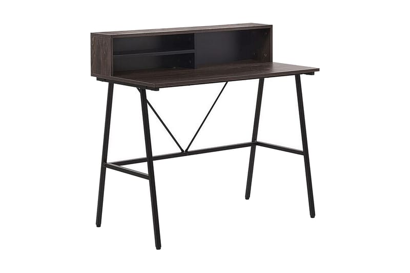 Mekesha Skrivebord 100 cm med Oppbevaringshyller, Mørkebrun