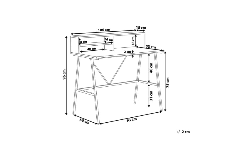 Mekesha Skrivebord 100 cm med Oppbevaringshyller - Mørkebrun - Møbler - Bord - Kontorbord - Skrivebord