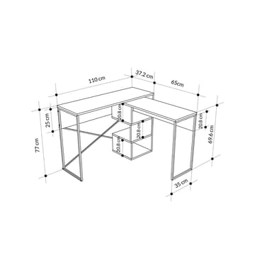 Menora Skrivebord 110 cm - Hvit - Møbler - Bord - Kontorbord - Skrivebord - Hjørneskrivebord