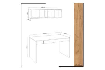 Mod Design Skrivebord 120 cm med Oppbevaring Vegghylle - Tre/Hvit - Møbler - Bord - Kontorbord - Skrivebord