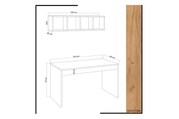 Mod Design Skrivebord 120 cm med Oppbevaring Vegghylle - Tre/Hvit - Møbler - Bord - Kontorbord - Skrivebord