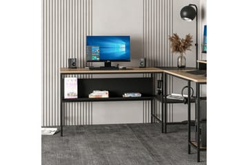 Nafe Hjørneskrivebord - Gull/Svart - Møbler - Bord - Kontorbord - Skrivebord - Hjørneskrivebord