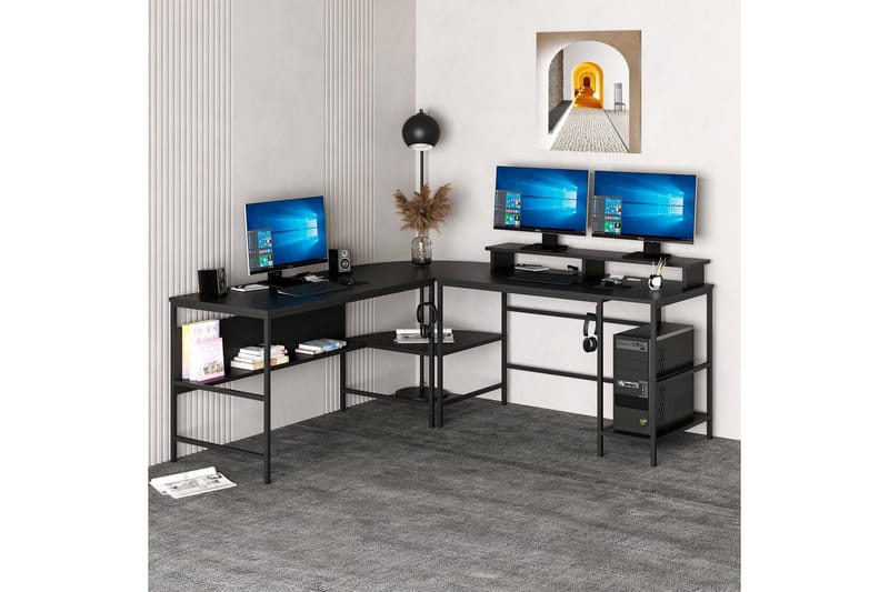 Nafe Hjørneskrivebord, Svart