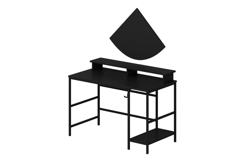 Nafe Skrivebord 120 cm med Hyller i Tre med Metallstativ - Svart - Møbler - Bord - Kontorbord - Skrivebord