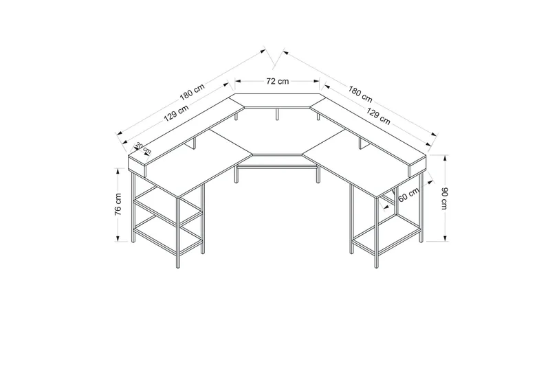 Naina Hjørneskrivebord - Svart - Møbler - Bord - Kontorbord - Skrivebord - Hjørneskrivebord
