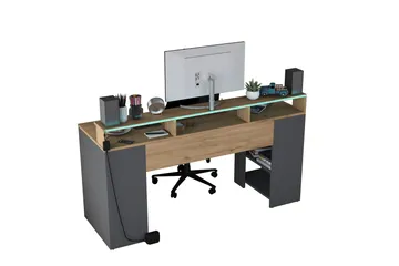 Nanak Skrivebord 160 cm - Valnøtt/Antrasitt - Møbler - Bord - Kontorbord - Skrivebord