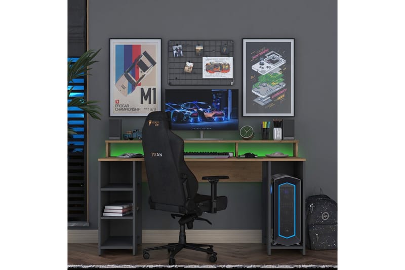 Nanak Skrivebord 160 cm, Valnøtt/Antrasitt