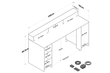 Nanak Skrivebord 160 cm - Valnøtt/Antrasitt - Møbler - Bord - Kontorbord - Skrivebord