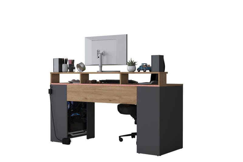 Nanak Skrivebord 160 cm - Valnøtt/Antrasitt - Møbler - Bord - Kontorbord - Skrivebord