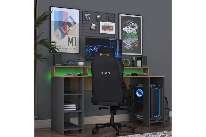 Nanak Skrivebord 160 cm - Valnøtt/Antrasitt - Møbler - Bord - Kontorbord - Skrivebord