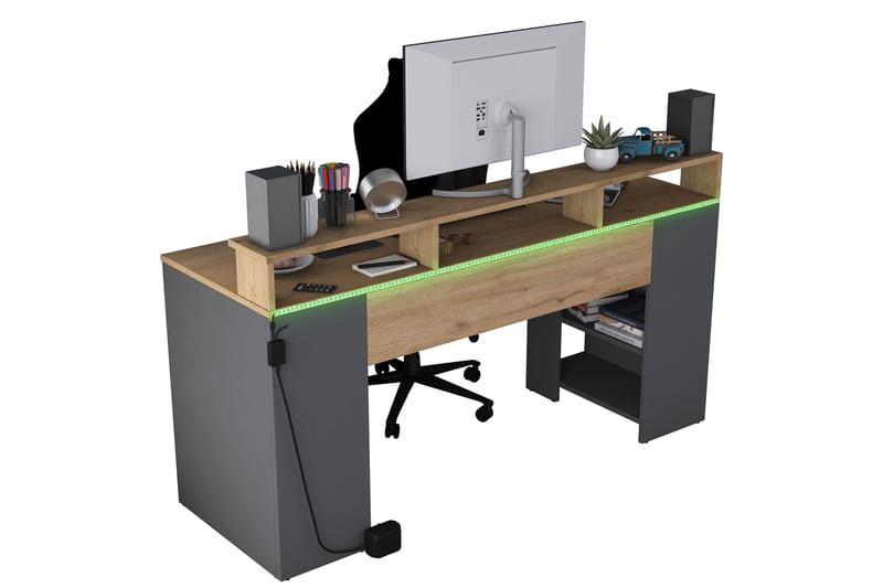 Nanak Skrivebord 160 cm - Valnøtt/Antrasitt - Møbler - Bord - Kontorbord - Skrivebord