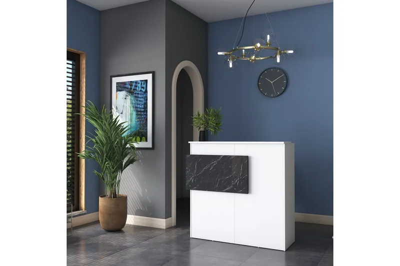 Naruto Skrivebord 110 cm, Marmor/Hvit