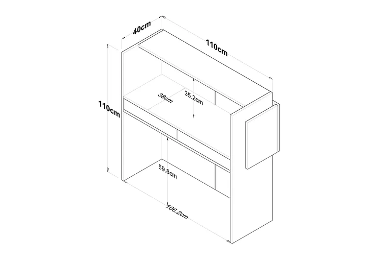 Naruto Skrivebord 110 cm - Marmor/Hvit - Møbler - Bord - Kontorbord - Skrivebord