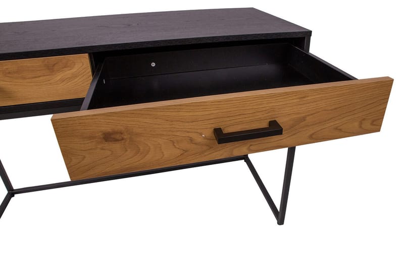 Nauerna Skrivebord 120 cm med Oppbevaring 2 Skuffer - Eikfarge/Svart - Møbler - Bord - Kontorbord - Skrivebord