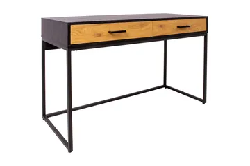 Nauerna Skrivebord 120 cm med Oppbevaring 2 Skuffer - Eikfarge/Svart - Møbler - Bord - Kontorbord - Skrivebord