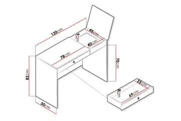 Nero Skrivebord 120 cm - Natur/Hvit/Grå - Møbler - Bord - Kontorbord - Skrivebord