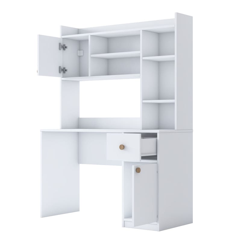 Skrivebord og bokhylle Wallxpert Dara (120 x 166 x 50 cm) hvit - Hvit - Møbler - Bord - Kontorbord - Skrivebord