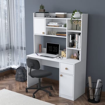 Skrivebord og bokhylle Wallxpert Dara (120 x 166 x 50 cm) hvit - Hvit - Møbler - Bord - Kontorbord - Skrivebord