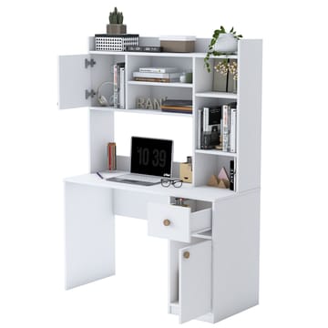 Skrivebord og bokhylle Wallxpert Dara (120 x 166 x 50 cm) hvit - Hvit - Møbler - Bord - Kontorbord - Skrivebord