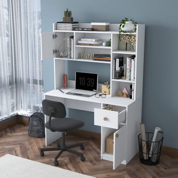 Skrivebord og bokhylle Wallxpert Dara (120 x 166 x 50 cm) hvit - Hvit - Møbler - Bord - Kontorbord - Skrivebord