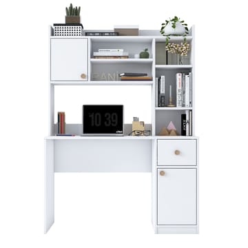 Skrivebord og bokhylle Wallxpert Dara (120 x 166 x 50 cm) hvit - Hvit - Møbler - Bord - Kontorbord - Skrivebord