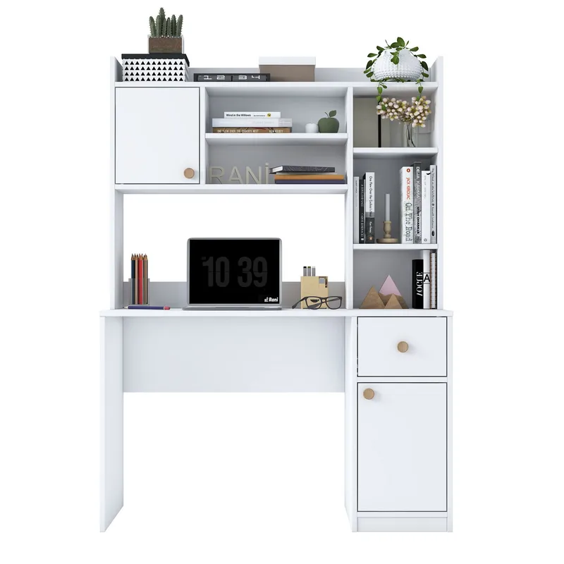 Skrivebord og bokhylle Wallxpert Dara (120 x 166 x 50 cm) hvit, Hvit