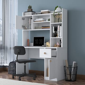 Skrivebord og bokhylle Wallxpert Dara (120 x 166 x 50 cm) hvit - Hvit - Møbler - Bord - Kontorbord - Skrivebord