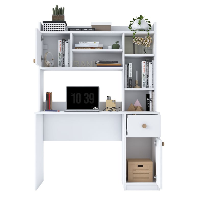 Skrivebord og bokhylle Wallxpert Dara (120 x 166 x 50 cm) hvit - Hvit - Møbler - Bord - Kontorbord - Skrivebord