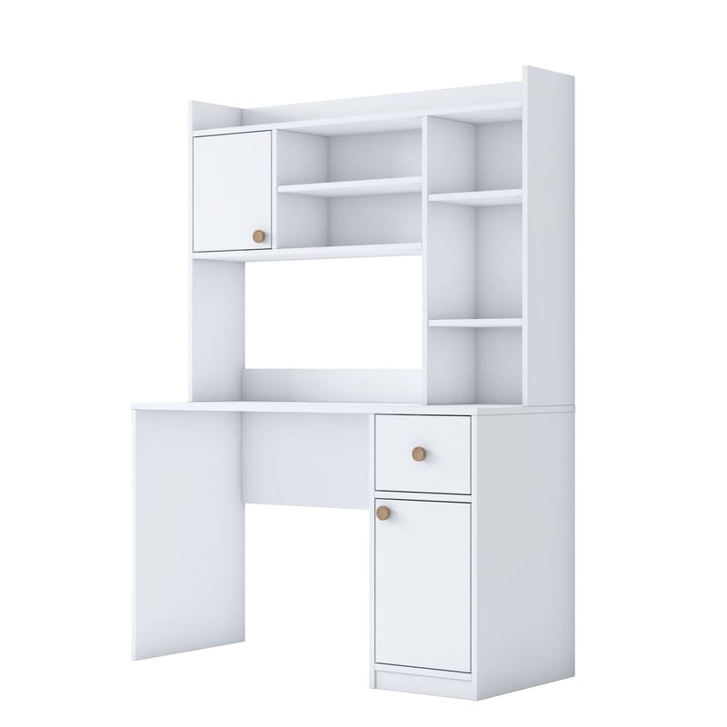 Skrivebord og bokhylle Wallxpert Dara (120 x 166 x 50 cm) hvit - Hvit - Møbler - Bord - Kontorbord - Skrivebord