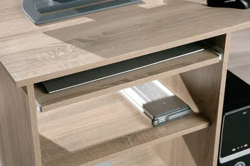 Palatia Databord 80 cm med Oppbevaring Hyller på Hjul - Lys Eikefarge - Møbler - Bord - Kontorbord - Skrivebord