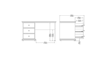 Paris skrivebord 130 cm - Hvit - Møbler - Bord - Kontorbord - Skrivebord