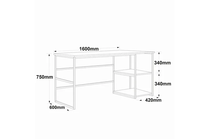 Parythe Skrivebord 160x75x160 cm med oppbevaring - Grønn - Møbler - Bord - Kontorbord - Skrivebord